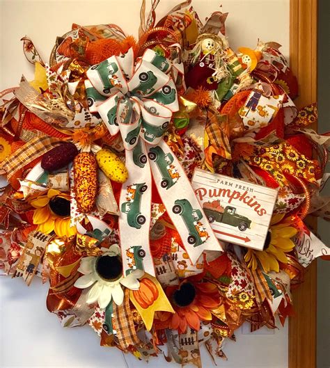 Fall WREATHS for Front Door, Lighted Fall Wreaths, Autumn Wreaths, Autumn Decor, XL Fall Wreaths ...