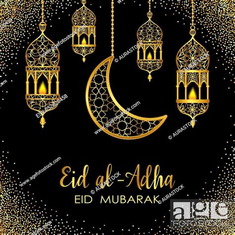 Eid Al Adha Luxury Template Mubarak Pattern With Arabic Golden Lantern