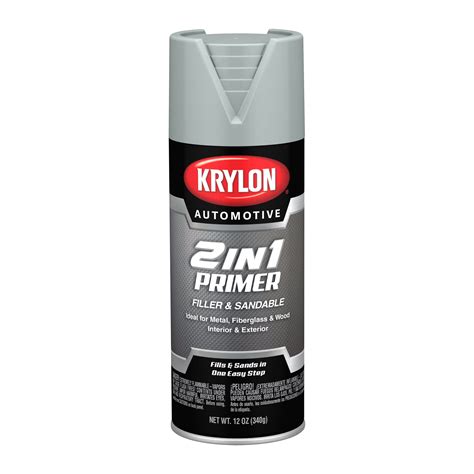 Krylon Automotive 2 In1 Hi Build Primer Spray Paint Flat Gray 12 Oz