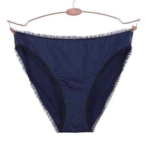 Womens Smooth Brief Sexy High Cut Panties Navy Blue Tanga Underwear