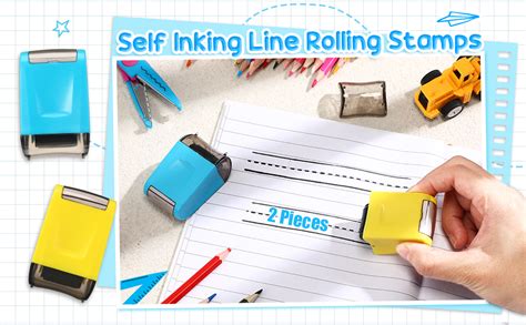 Dashed Handwriting Lines Practice Roller Stamp Self Inking Line Rolling Stamps