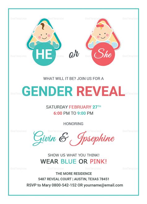 Baby Gender Reveal Invitation Card Design Template In Word Psd Publisher