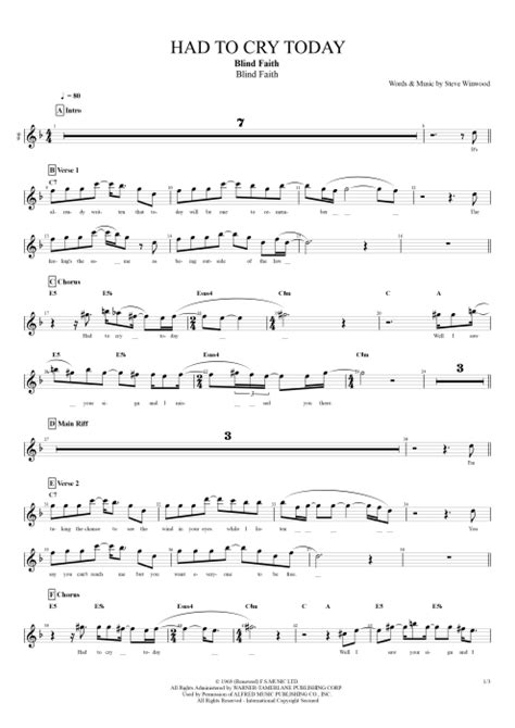 Had To Cry Today Tab By Blind Faith Guitar Pro Full Score MySongBook