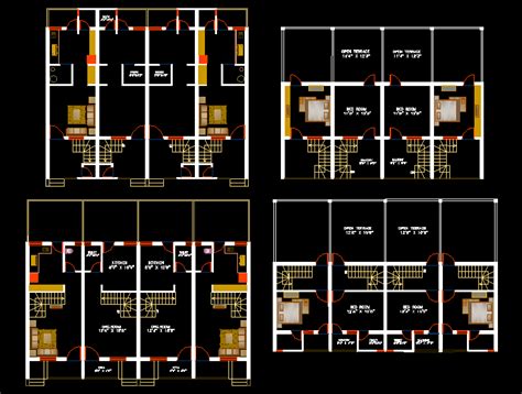Row House Plan Is Given In This Cad File Download Thi