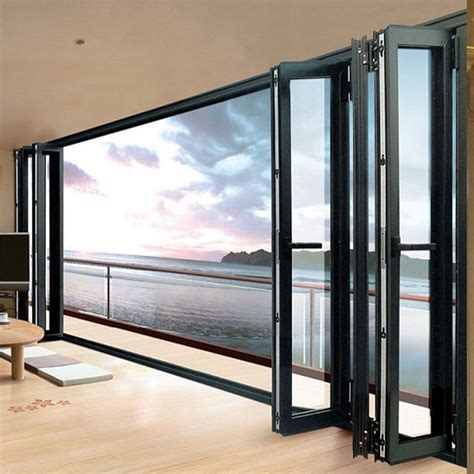 new design exterior aluminum frame folding glass door for commercial china door and folding door