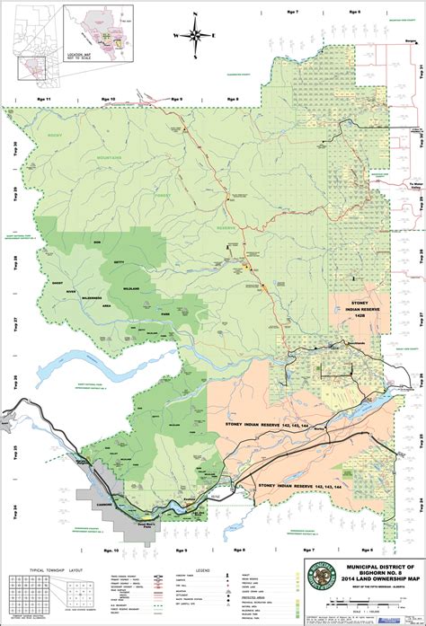 Bighorn Municipal District Landowner Map Md 8 County And Municipal
