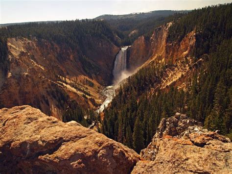 Lower Falls At Inspiration Point At The Grand Canyon Of The Yellowstone