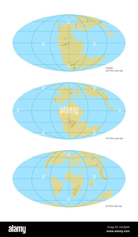 Pangea Break Up Global Maps Elliptical Projections The Pangea