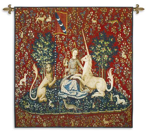 The Lady And The Unicorn Sight Woven Tapestry Wall Art Hanging