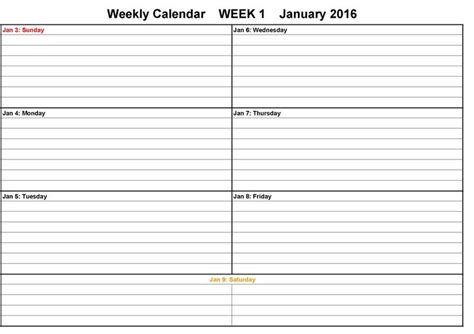 Two Week Calendar Template 4 Weekly Calendar Template Calendar