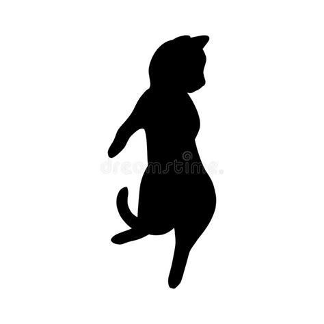 Lying Cat Black Silhouette Playful Cat Stencil Vector Illustration