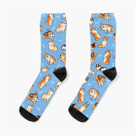 Jolly Corgis In Blue Socks For Sale By Colordrilos Redbubble