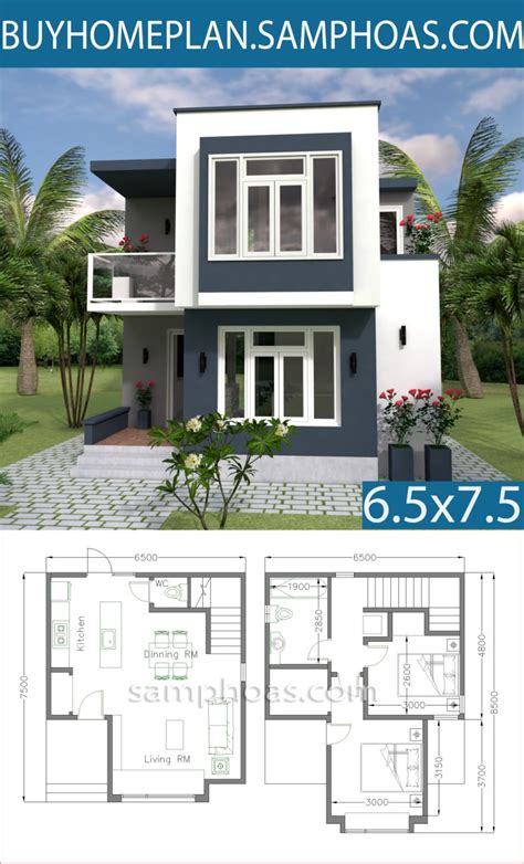 Small House Design With Full Plan 65x75m Samphoascom