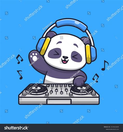 Cute Panda Playing Dj Electronic Music Stock Vector Royalty Free