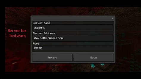 Bedwars Server Address Of Nether Games Youtube