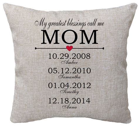 Personalized Mothers Day Pillow Birthday T For Mom Etsy Mom
