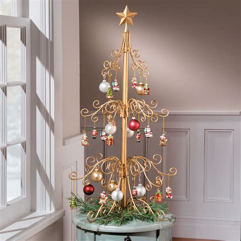 Tabletop Metal Bell Christmas Tree Spiral Ornament Display Stand Mini