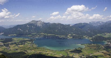 Austria Salzkammergut Lake Wolfgangsee Mount Schafberg In Background