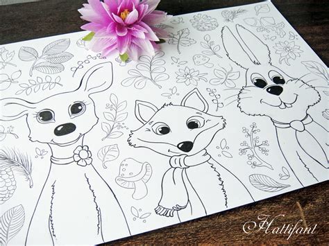 Of course, after you get a copy, you will have to multiply it so every child has one. Woodland Animals Coloring Pages for Grown Ups & Kids - Red ...