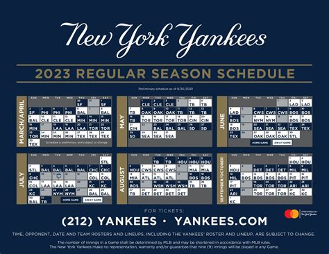 Yankees Printable Schedule