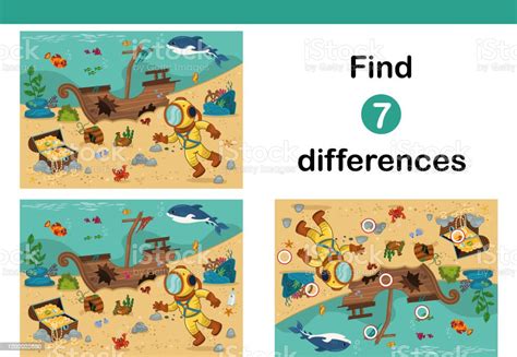 Find 7 Differences Education Game For Kids Stock Illustration - Download Image Now - iStock