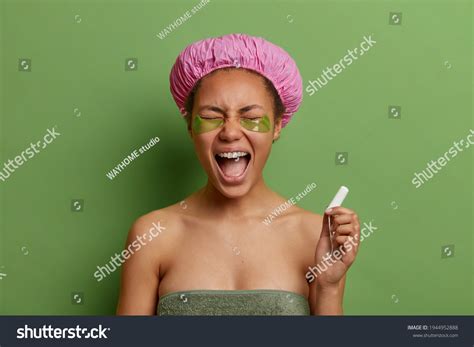 Emotional Dark Skinned Young Woman Screams Stock Photo 1944952888