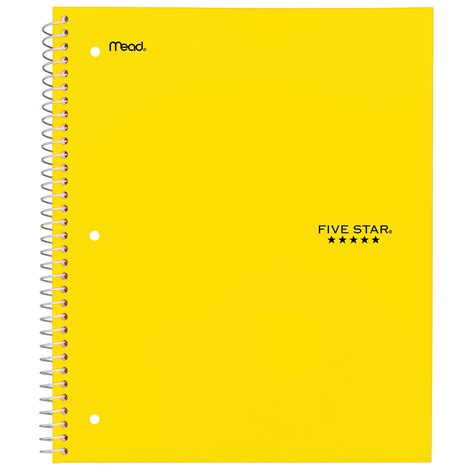 Five Star 1 Subject College Ruled Notebook Yellow