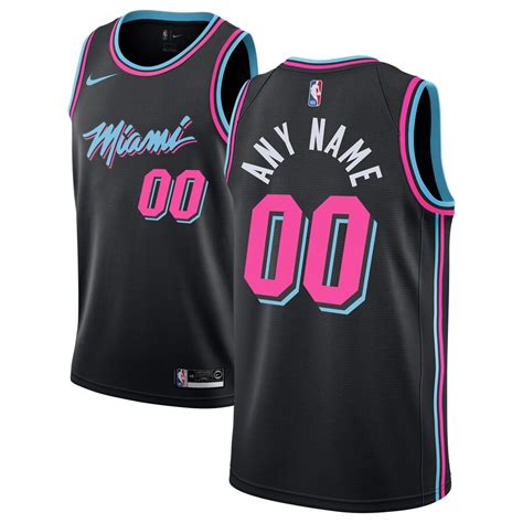 Mens Miami Heat Nike Black 2018 19 Swingman Custom City Edition Jersey