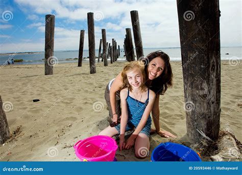 Mother And Daughter At The Beach Royalty Free Stock Image Image