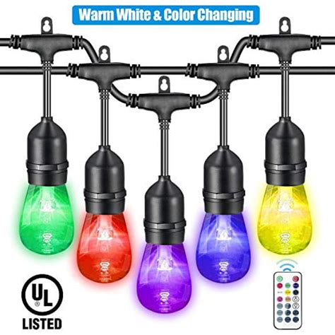 Vavofo 48ft Warm White And Color Changing Outdoor String Lights Dimmable