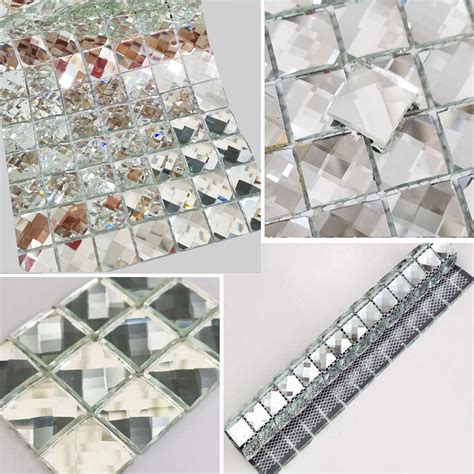 Silver Bling Mirror Glass Mosaic Tile For Bathroom Wall Diflart