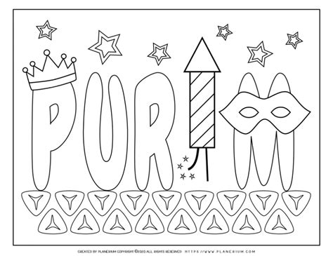 Purim Coloring Page Purim Title On Hamantaschen Planerium In 2021