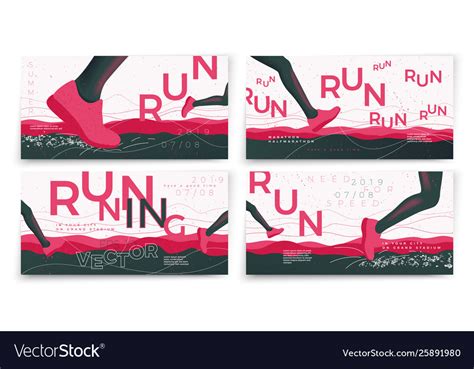 Typographic Running Banners Template Set Vector Image