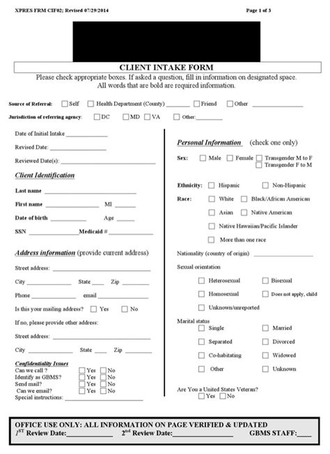 New clients can bring this printable intake form to their first attorney appointment to summarize their legal matters and requests. Download Client Intake Form for Free - FormTemplate
