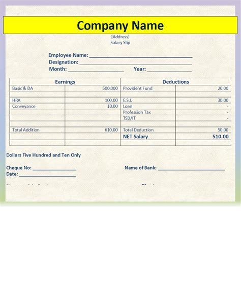 Salary Slip Templates For Free Excel And Word