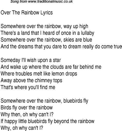 Lyrics Somewhere Over The Rainbow Wizard Of Oz Somewheresh