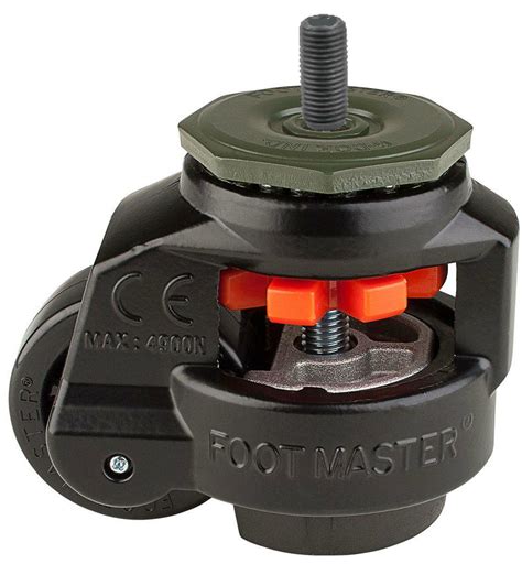 Leveling Casters Low Profile With 8mm Stem Mount In Black Leveling