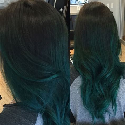 Green Hair Ombre Dark Green Hair Ombre Hair Balayage Hair Blue Hair