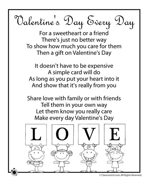 Valentine Kids Poems Valentines Day Every Day Woo Jr Kids Activities