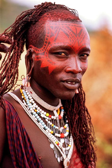 Salei Maasai Warrior Tanzania Tribù Africane Culture Del Mondo Facce Dipinte