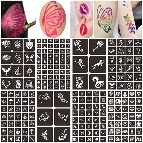 Face Paint Stencils Kit For Kids Henna Tattoo Stencils Kit Body