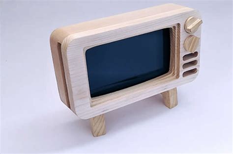 Wooden Tv Shape Mobile Phone Cellphone Holder For Iphone 8