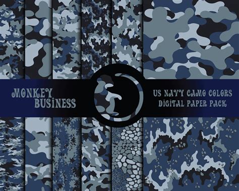 Us Navy Camo Colors Camouflage Digital Paper Pack 12 Seamless Camo