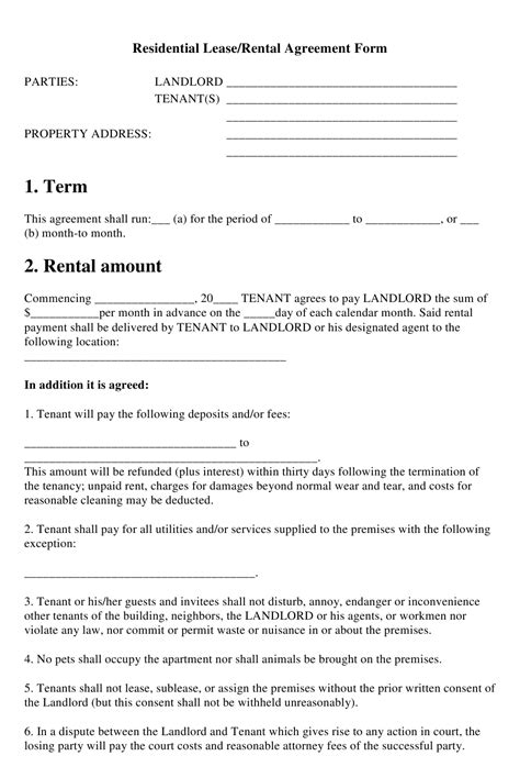 Residential Lease/Rental Agreement Template Download Printable PDF
