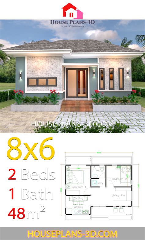 house-plans-3d-8x6-with-2-bedrooms-hip-roof-house-plans-3d