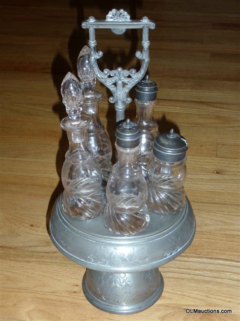 internet superstores antique 5 piece cruet castor set with birds