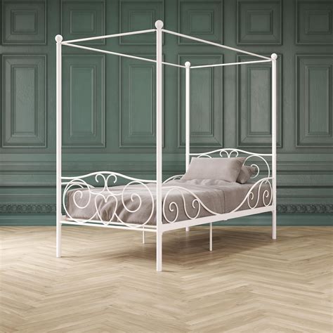 Dhp Canopy Metal Bed Twin Size Frame White