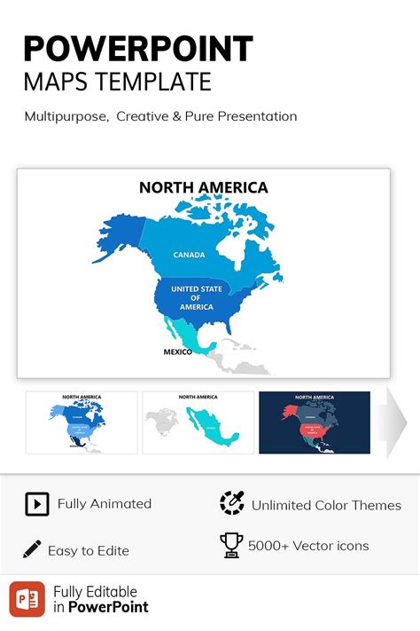 North America Map Powerpoint Template Map Of World