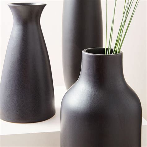 Pure Black Ceramic Vases West Elm Australia