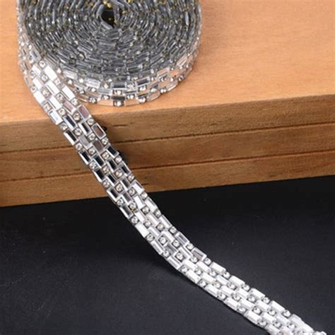 Silver Rhinestone Ribbon Beaded Iron On Applique Trim Bridal